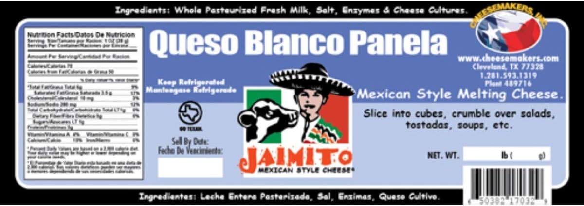 Cheesemakers Barra Queso Blanco Panela Cheese, 5 Pound -- 4 per case.