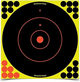 BIRCHWOOD CASEY Shoot-N-C 12" Bull's-Eye Reactive Targets - Highly Visible Instant Feedback Self-Adhesive Shooting Targets with Repair Pasters - for All Guns & Calibers