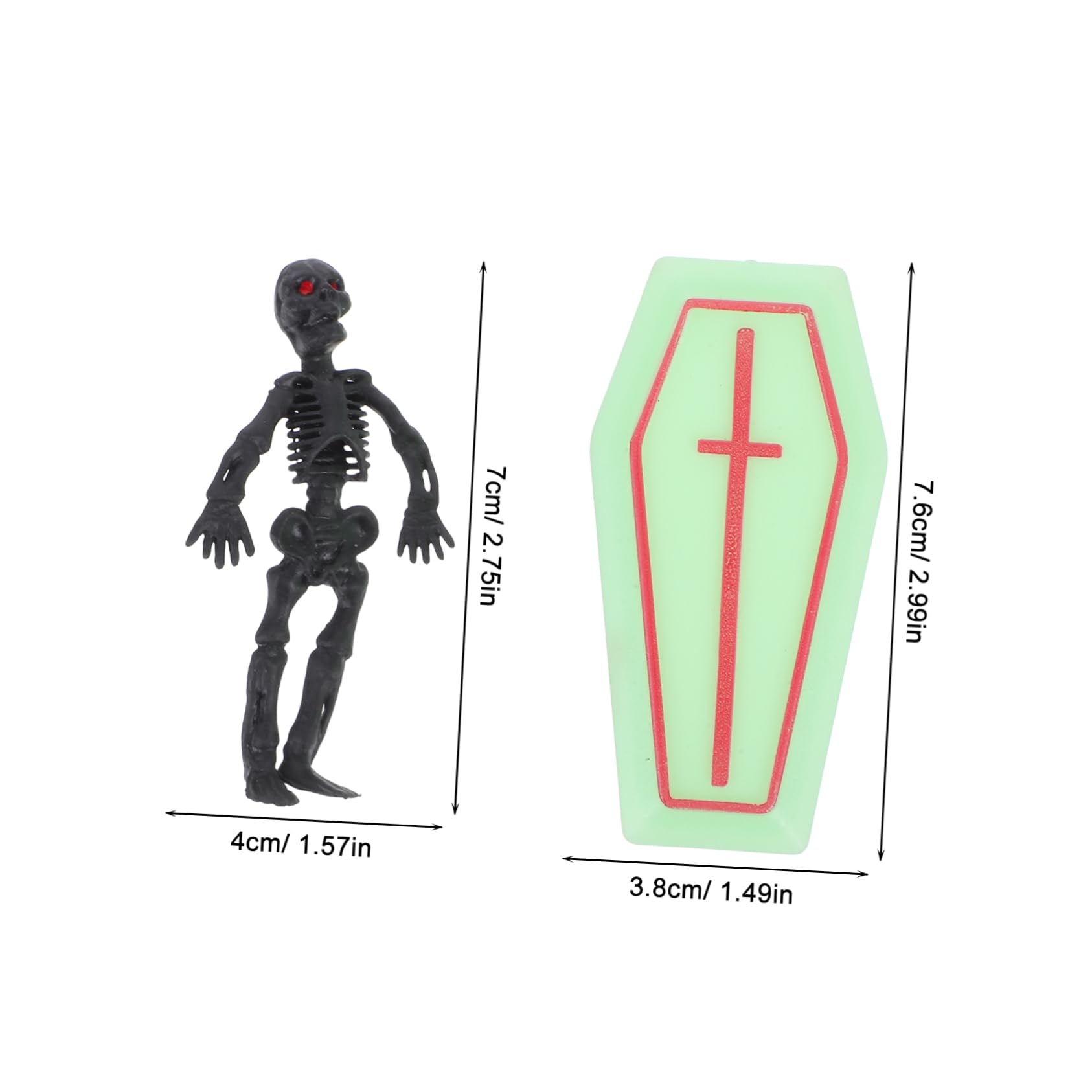 NAMOARLY Halloween Indoor Decorations Mini Coffin Prop Plastic Container Skeleton Figurine Party Toy