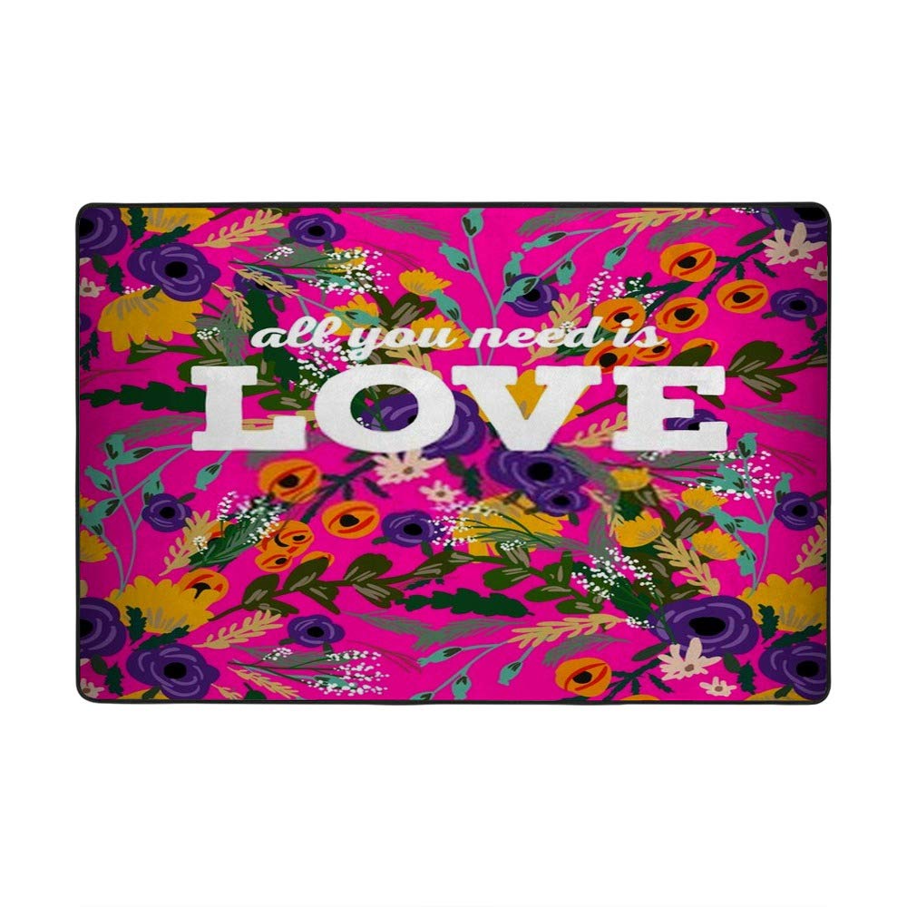 Tapis motif lettres dessinées à la main et couronnes florales élégant 60X39Inch