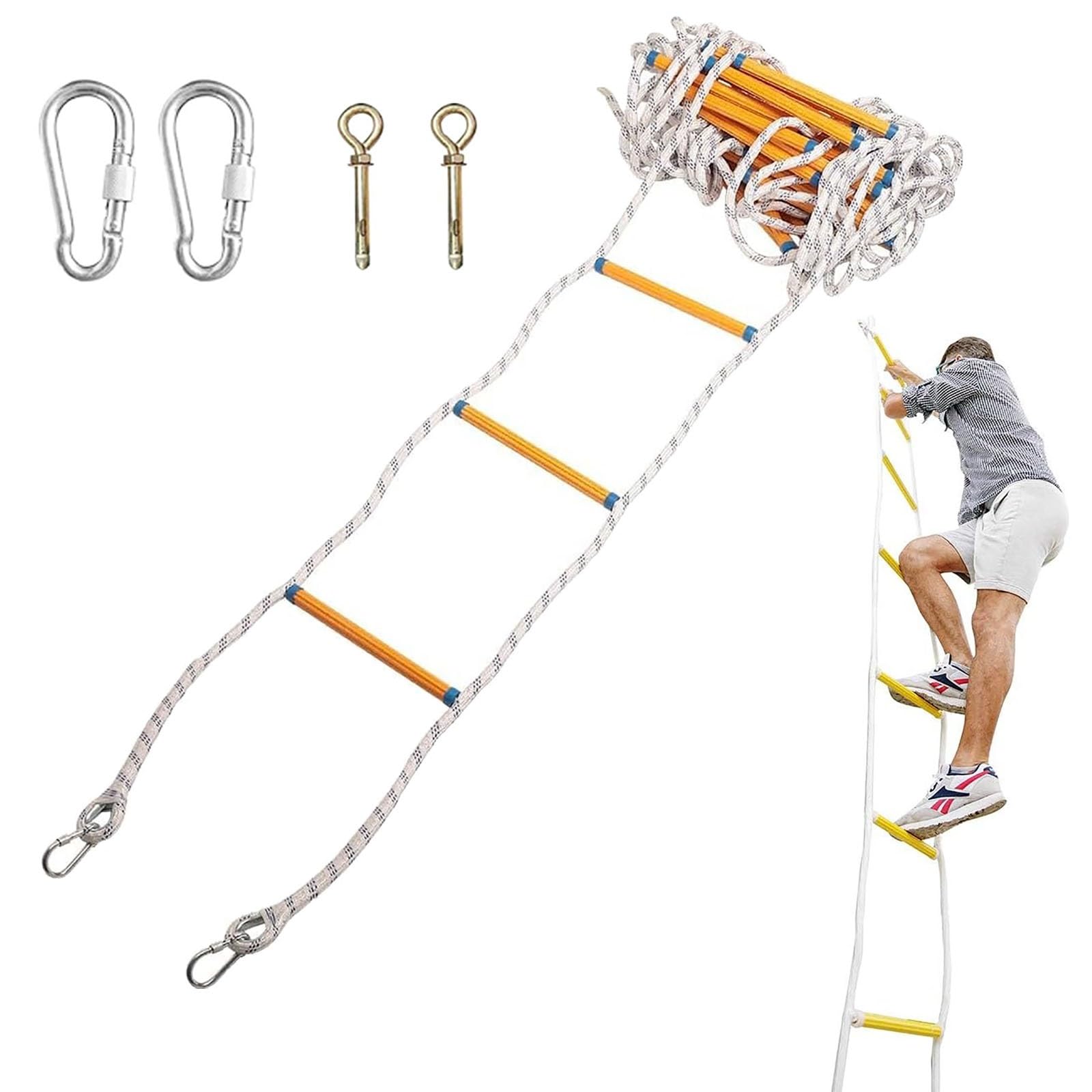 GYKOZY Fire Escape Rope Ladder 12M - Soft Nylon Climbing Ladder for Emergency Escape, Durables Resin Construction, Ideals for Home Safetys and Rescue
