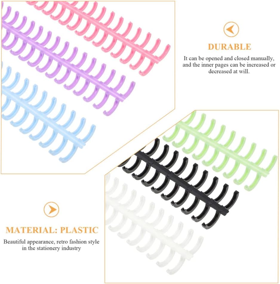 Tofficu Spiral Notebooks Book Binder Strip Rings 10Pcs Binding Spines Combs Plastic Loose Leaf Binder Rings Snap Hinged Book Rings for DIY Travel Diary Photo Album Keychain Ring : Office Products