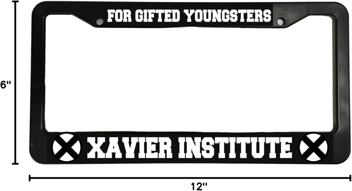 Holder for Car License Plate for Xavier Institute for Gifted Youngsters X-Men Fans Glossy Black Plate Frame