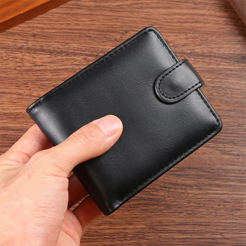 Men PU Leather Wallet, Bifold Fashion RFID Blocking Card Holder Wallet With ID Window For Men3