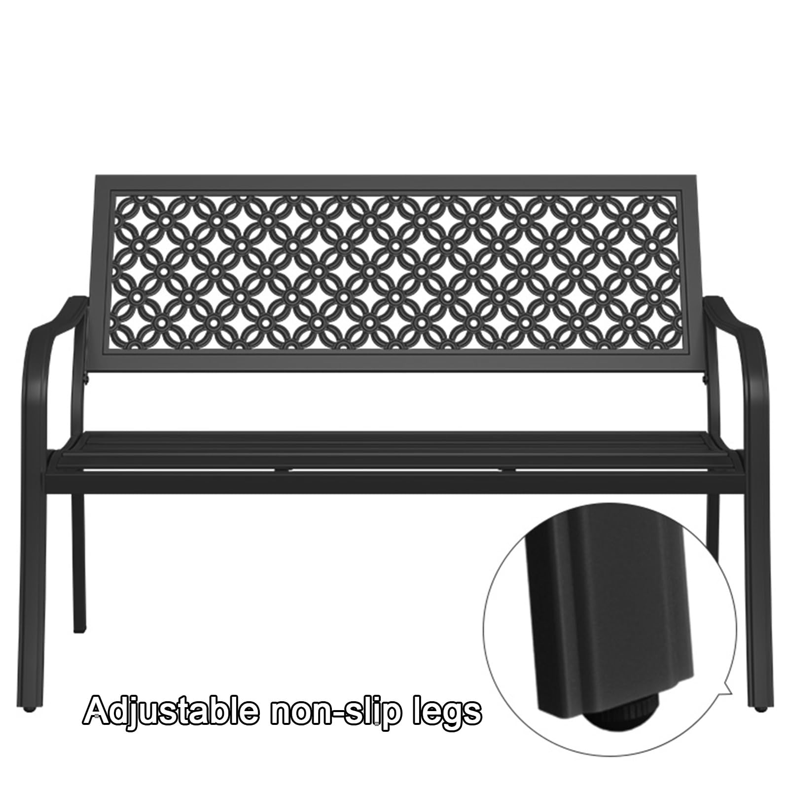 Panchina da Giardino de Metal para Exteriores, Banco para Exteriores, Asiento de Banco De Patio Tradicional con Respaldo Y Reposabrazos, Silla de Banco de Parque de Ocio Hueca(Green)