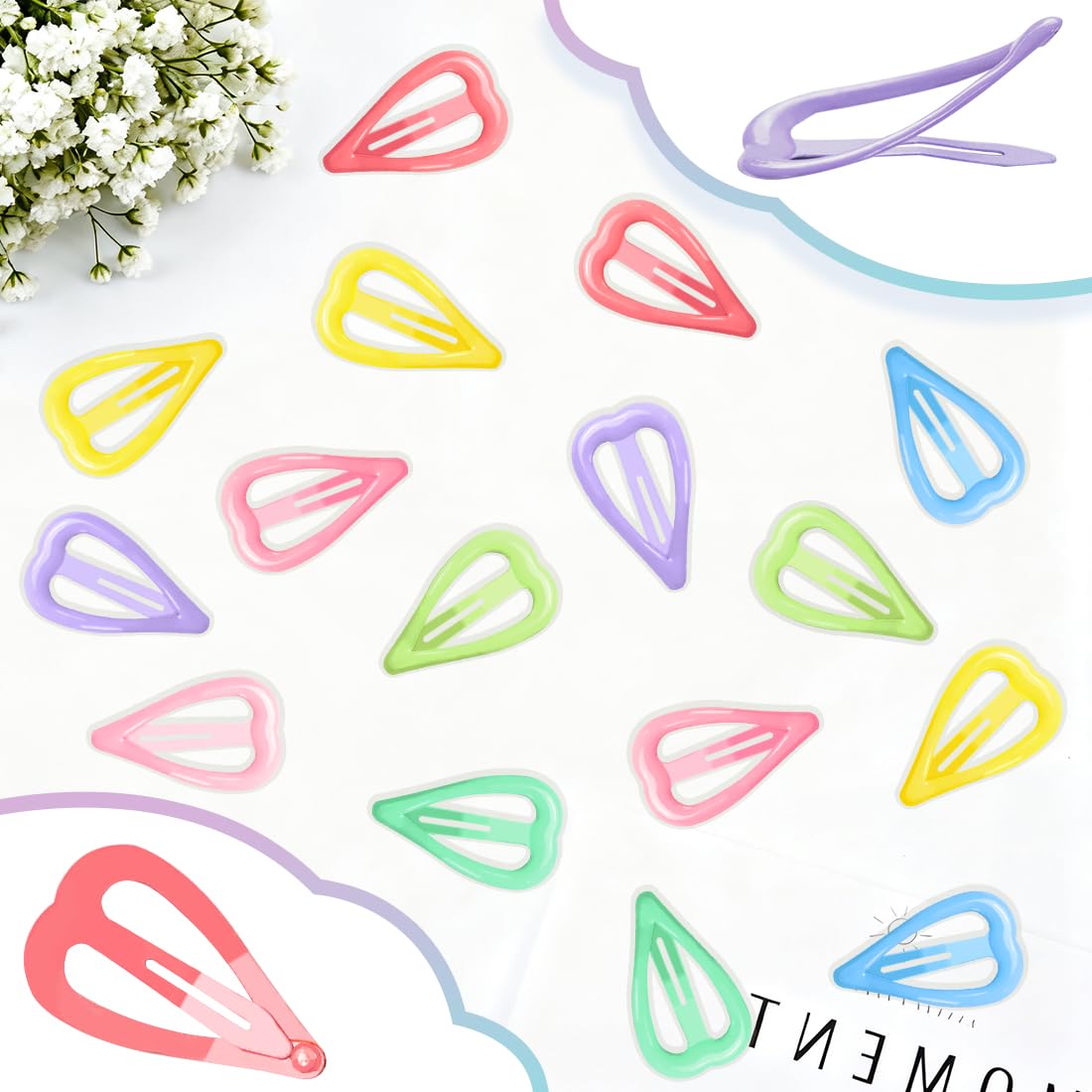 64 Pcs Cute Metal Heart Snap Hair Clips for Women & Girls - Strong Hold Small Barrettes for Thin Fine Hair Accessories (8 Colors) - Image 3