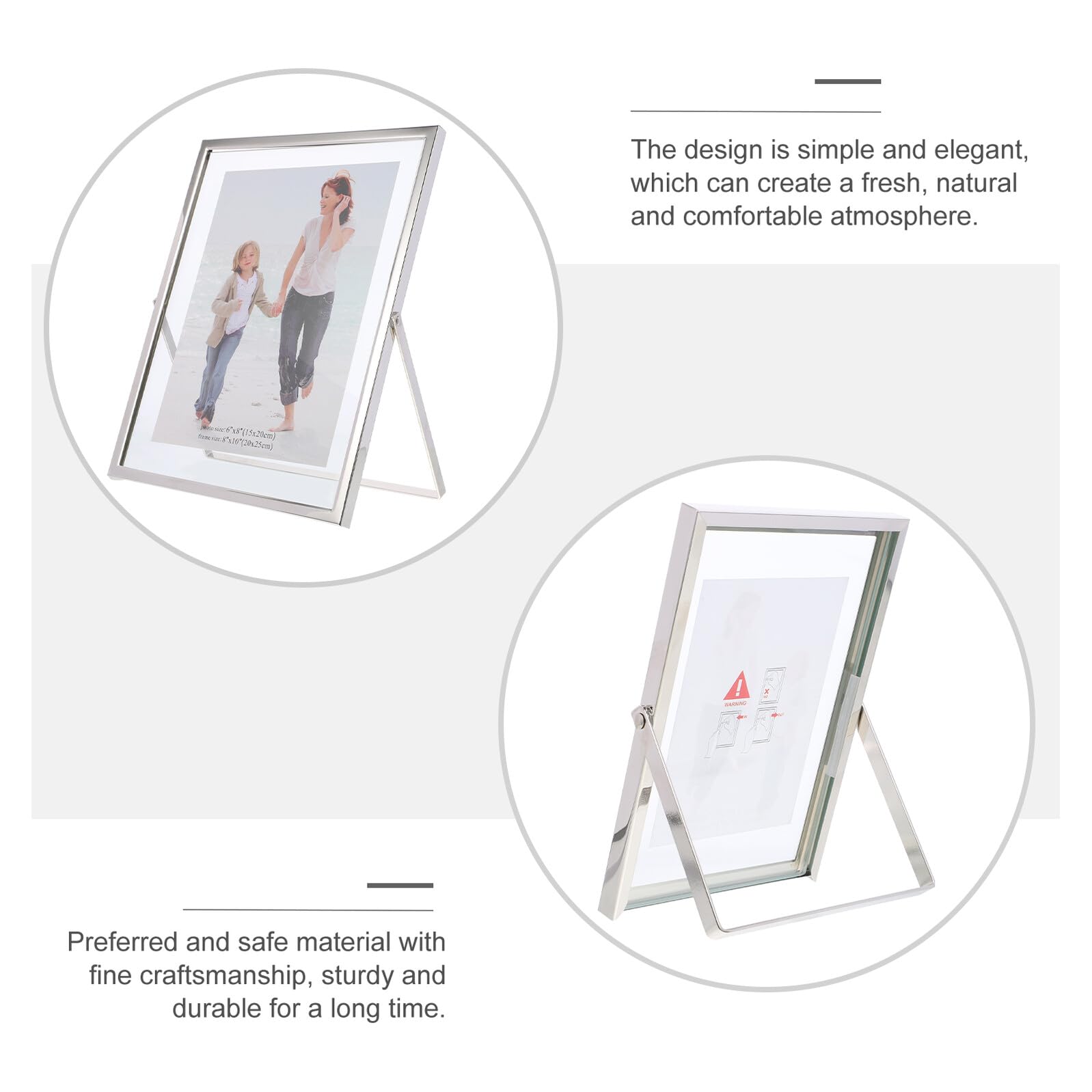 Einfacher Fotorahmen aus Glas mit Silbernem Metallrahmen Eleganter Bilderrahmen zur Fotopräsentation und Heimdekoration Tischbilderrahmen für Bilder und Gemälde