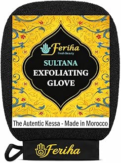 - Sultana Original Kessa Exfoliating Glove – Moroccan Hammam Mitt for Deep Cleansing, Dead Skin & Keratosis Pilaris – Microdermabrasion Scrubber for Spray Tan Removal, Long-Lasting, Made in Morocco