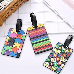 3 etiquetas de bagagem para malas - Etiquetas essenciais de viagem com proteção de privacidade