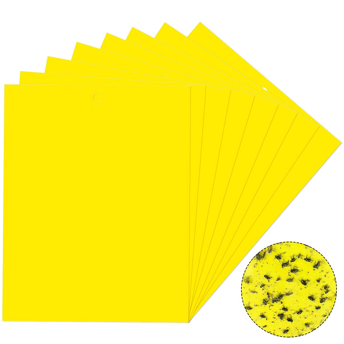 20PCS Yellow Sticky Fly Traps 20x15cm, Dual-Sided Sticky Traps, Fly Paper Stickers, Plant Fly Catchers, Catcher Sticky Board for Flying Plant Insect Aphids, Leafminers (Included Twist Ties)