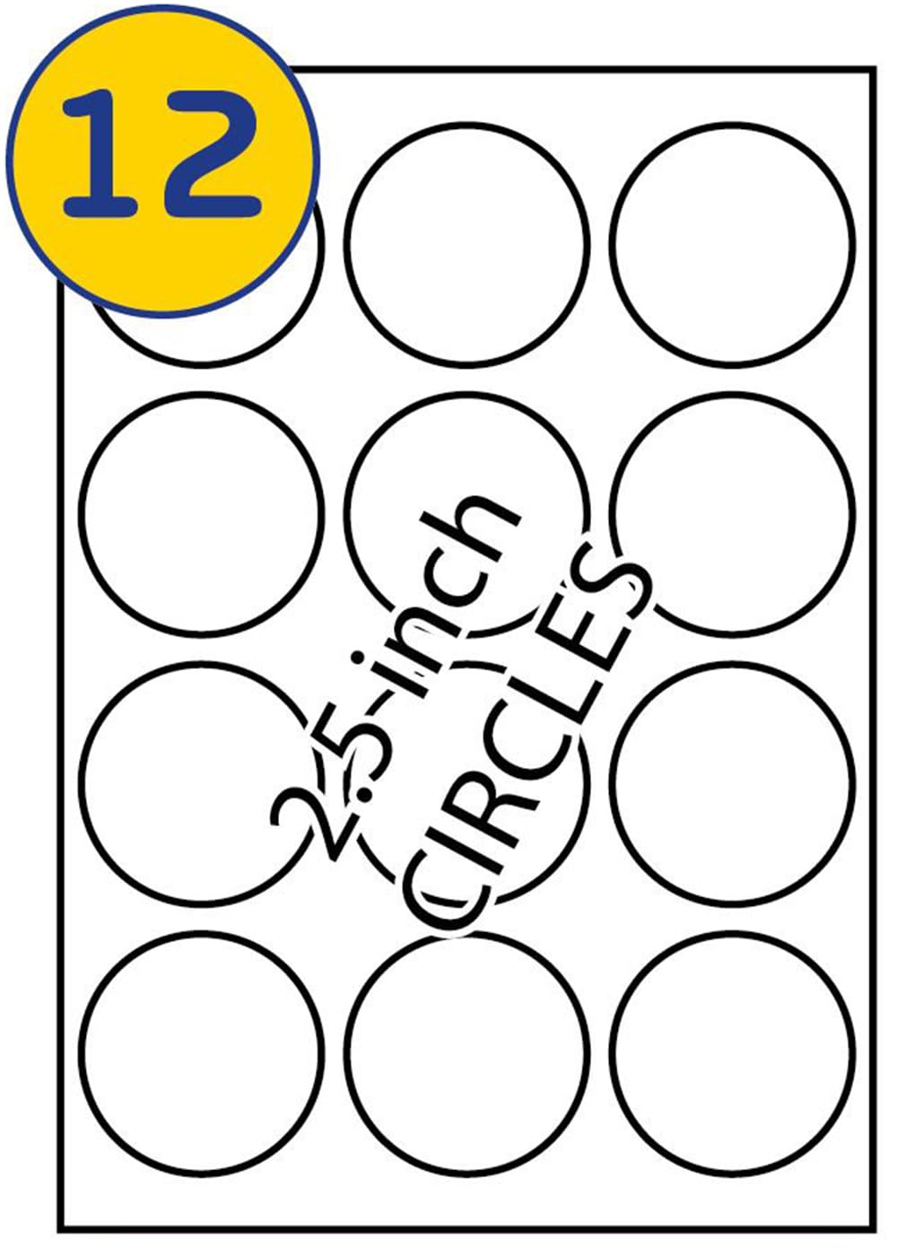LABELS4U 500 Sheets A4, 12 Round Labels per Sheet, 63.5mm Diameter (6000 Labels)