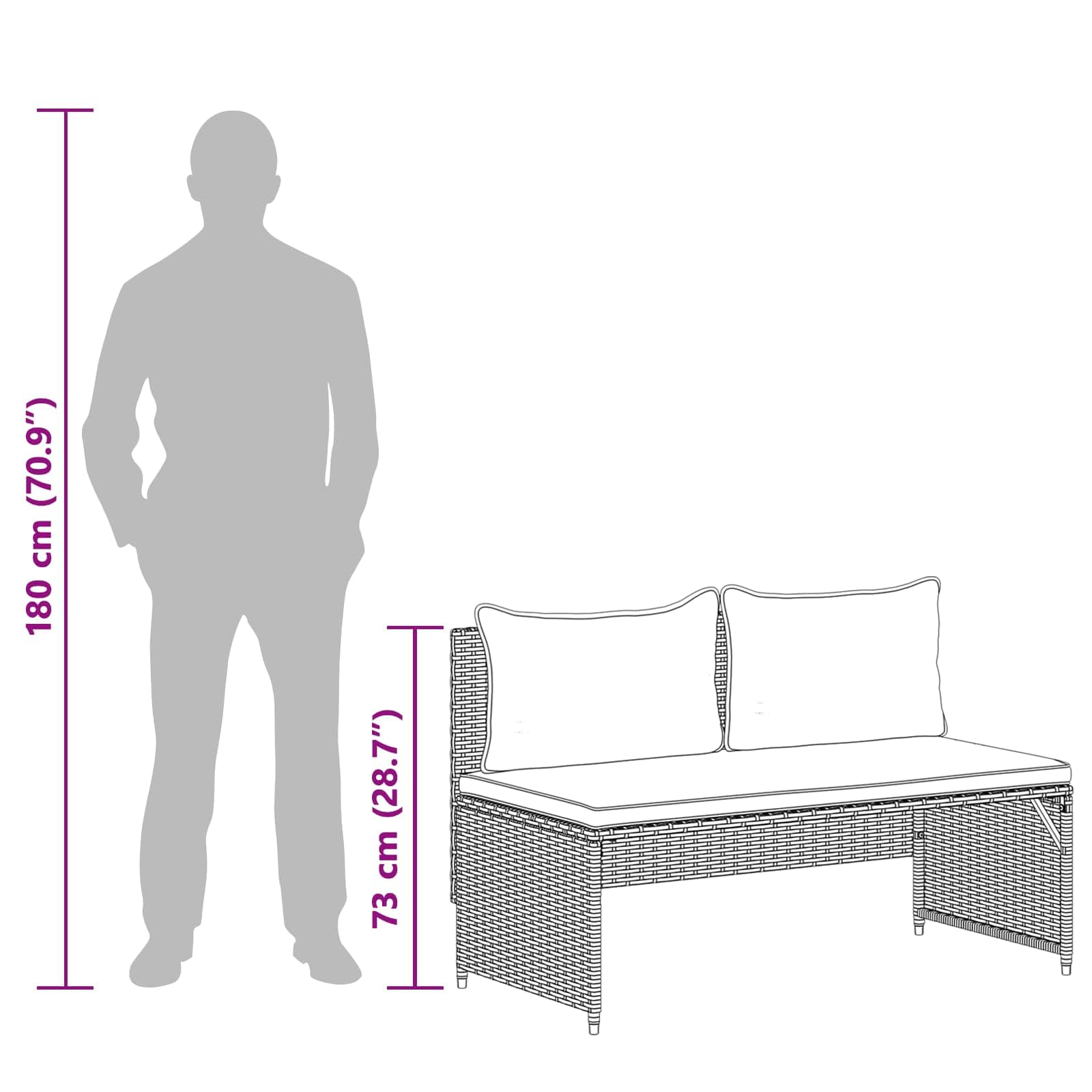 4-osobowa sofa ogrodowa, 4-osobowa, czarna, kremowo-biała, odporna na warunki atmosferyczne, na taras, balkon, werandę, lounge, z poduszkami i miejscem do przechowywania