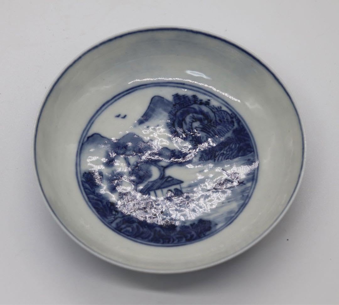 Chinese Taishikou Otojin Sotsuke Sansui Figurine Small Plate