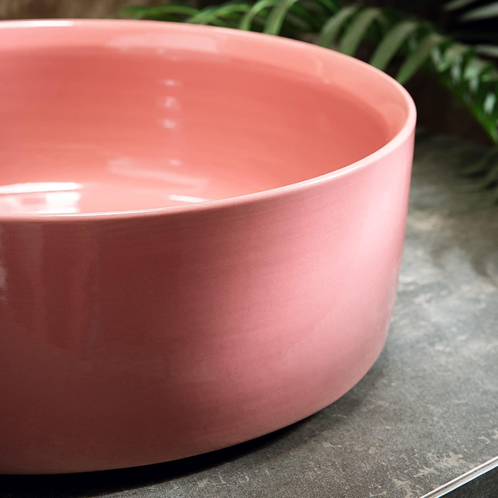 Umywalka Nablatowa Łazienkowa 15,7" Okrągła Ceramiczna Umywalka Nablatowa W Artystycznym Różowym Kolorze, Umywalka Nablatowa Z Odpływem Typu Pop-Up, Idealna Do Łazienki W