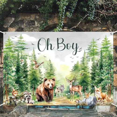 Fondos Para Baby Shower Tema Bosque Verde 7x5ft miniatura 5