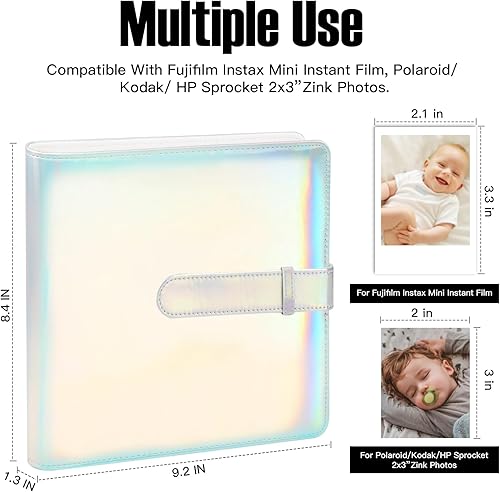 Miniatura 2 de Álbum de fotos de 360 bolsillos para cámara instantánea Fujifilm Instax Mini 12 11 9 40 90 8 Evo LiPlay, cubierta de cuero, álbum de fotos de 2 x 3