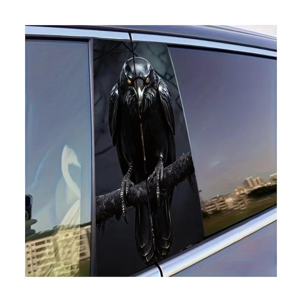 Decorative Items 2 PCS Car Door Pillar Decoration Sticker Crow Glossy Protective Polyethylene Film