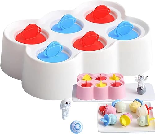 Space Astronauts - Juego de 6 moldes de silicona para hacer paletas de helados, moldes de helado congelados, accesorios de cocina, fácil liberación,