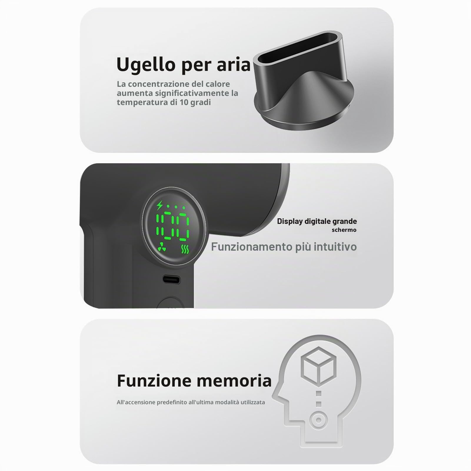 Asciugacapelli a Corda, Batteria da 15600 MAh, Asciugacapelli Ricaricabili USB, Caldo e Freddo, Potente per Asciugatura Rapida, Usato per Viaggi, Campeggio e