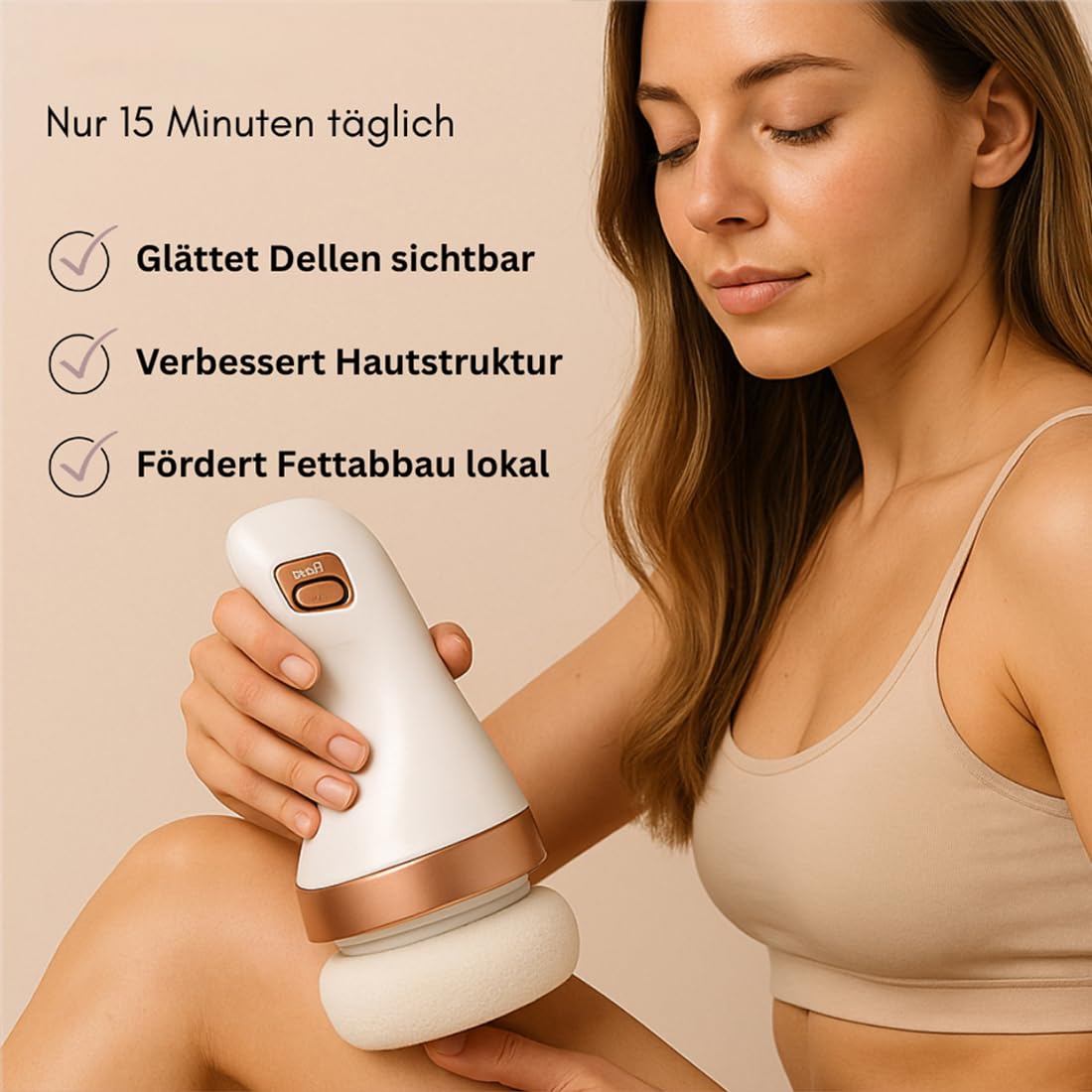 Vibrationsmassagegerät zur Hautstraffung, Anti-Cellulite & Muskelentspannung – kabellos & ergonomisch mit 3 Intensitätsstufen – ideal nach dem Sport, zuhause & unterwegs – für Frauen & Sportler