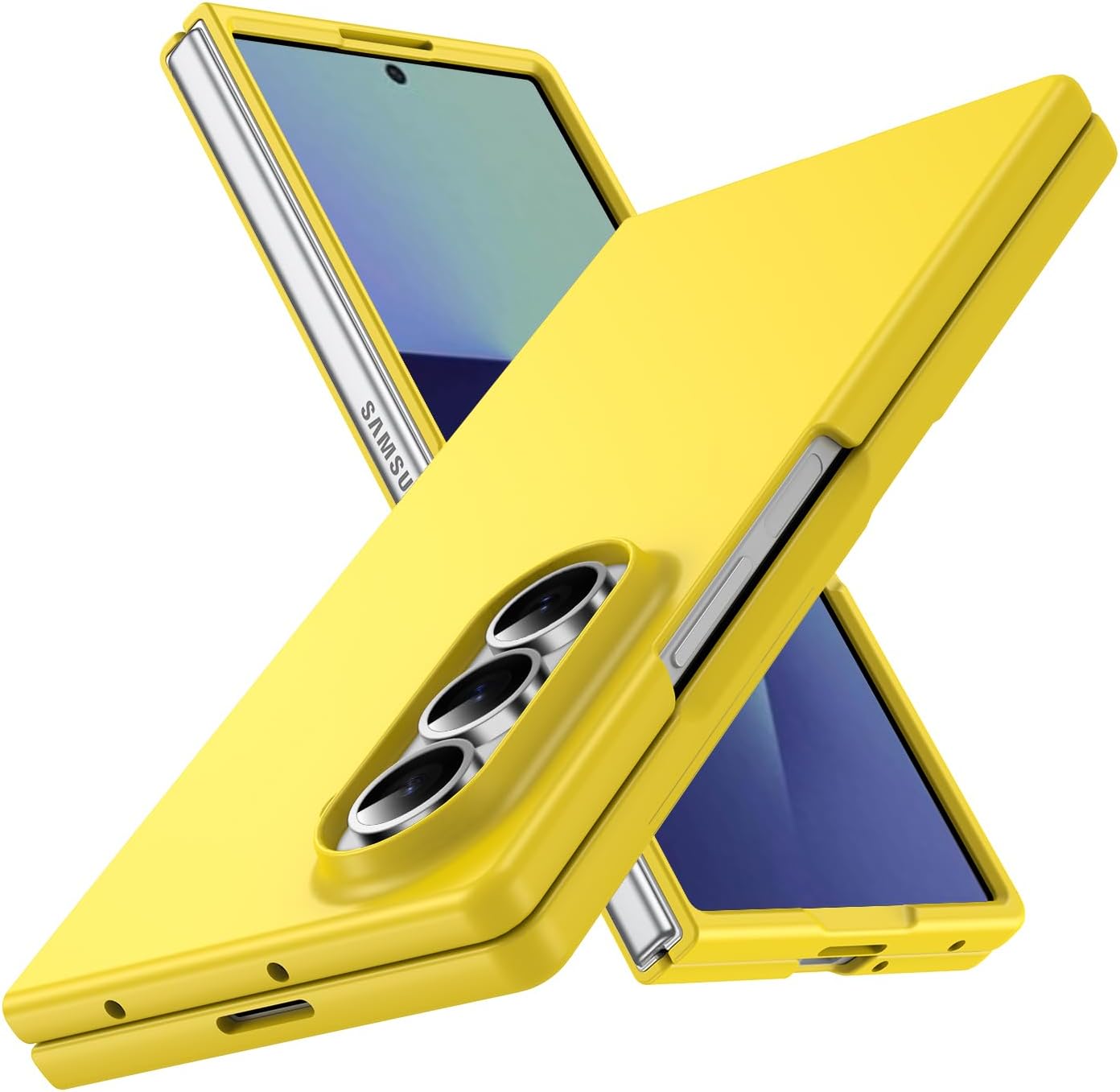 for Galaxy Z Fold 7 5G Case,Lightweight,Slim Fit Drop Protection Rugged Shockproof Cover for Samsung Galaxy Z Fold 7 5G,Slim Thin Hard PC Shockproof Protective Phone Yellow 4-Z Fold7-08