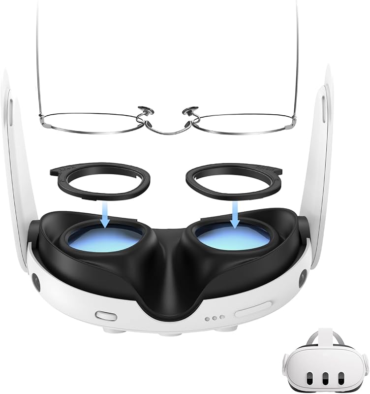 Juego de protectores de lentes AMVR compatibles con accesorios Meta/Oculus Quest 3 | Espaciador de lentes para lentes Q3, anillos de silicona suave que protegen las lentes graduadas (no para Q3S) (solo marco espaciador, sin lentes)