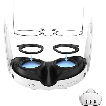 Lens Protection Set for AMVR Quest 3 Lens Anti-Scratch Ring VR Lens Protection Cover Myopia Glasses Protection Frame Scratch and Dirt Proof NOT for Quest 3S