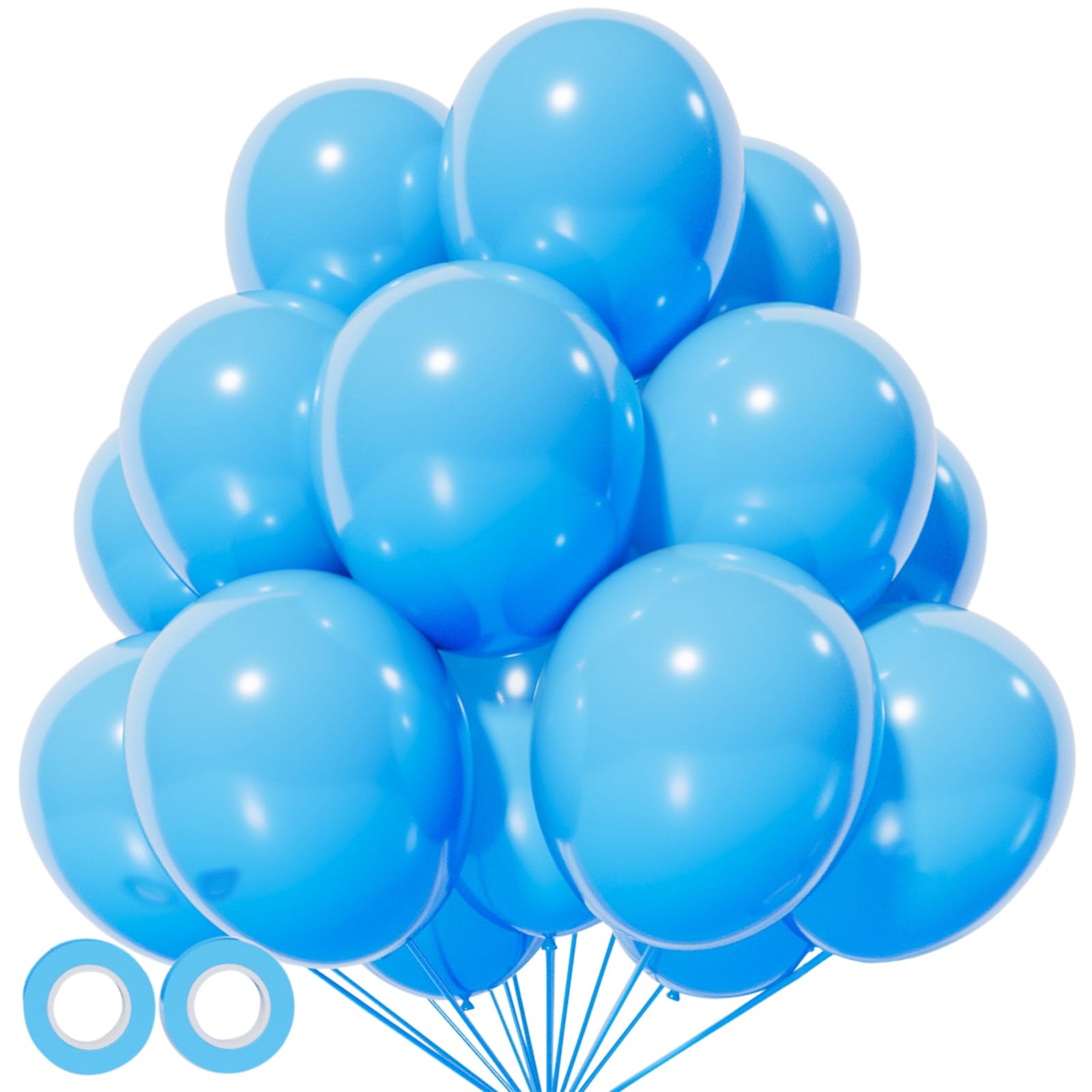 KUULBELA Blue 110pcs 12 Inch Latex Balloons with 2 Ribbons | Bright Light Blue for Parties - main product image