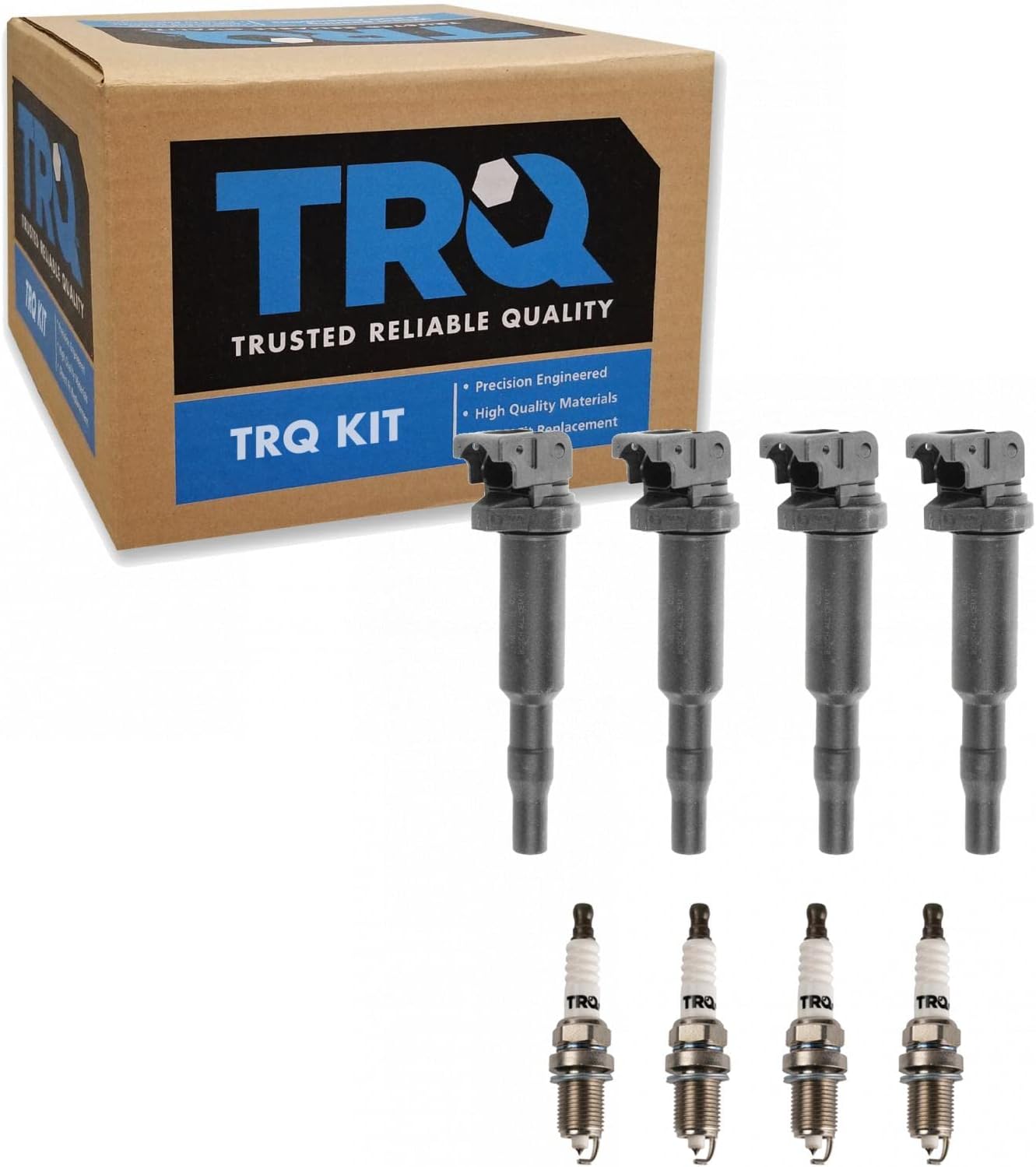 TRQ Ignition Kit Ignition Coil Spark Plugs Compatible with 2005-2006 Mini Cooper