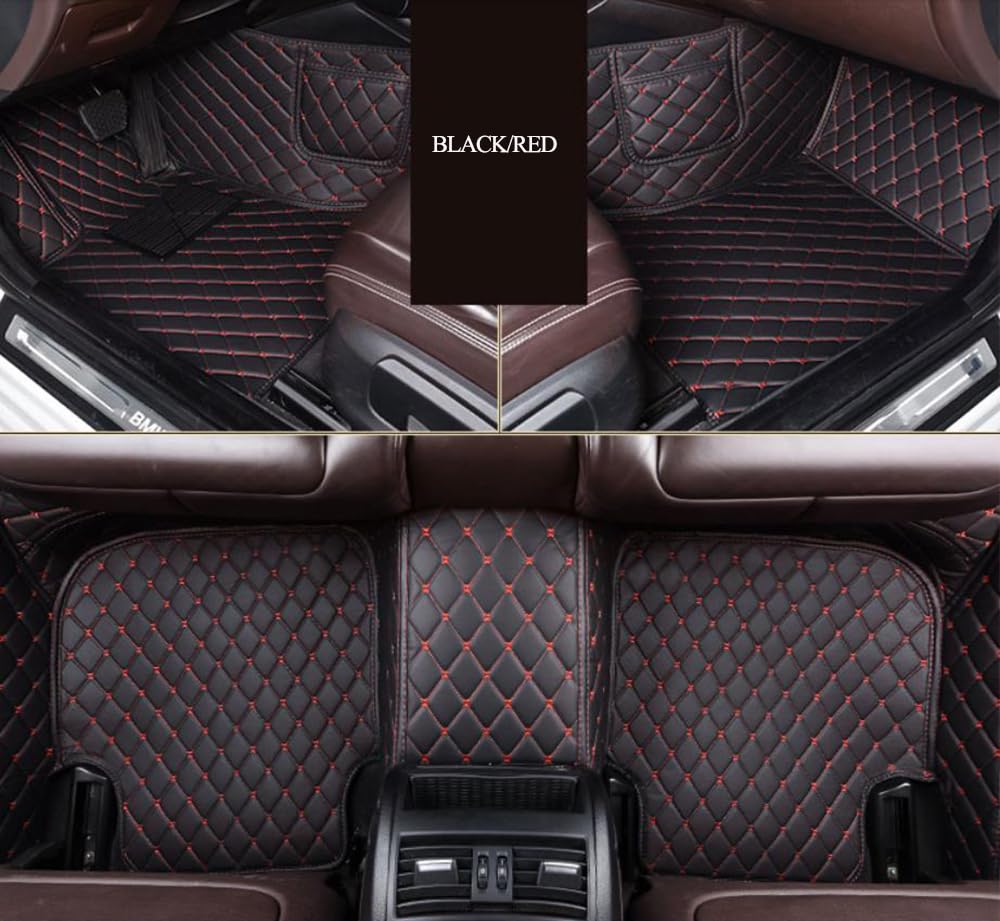 Fahrerseite Bodenmatte (Schwarz mit roten Nähten, Fahrerseitenmatte + Beifahrerseitenmatte vorne)