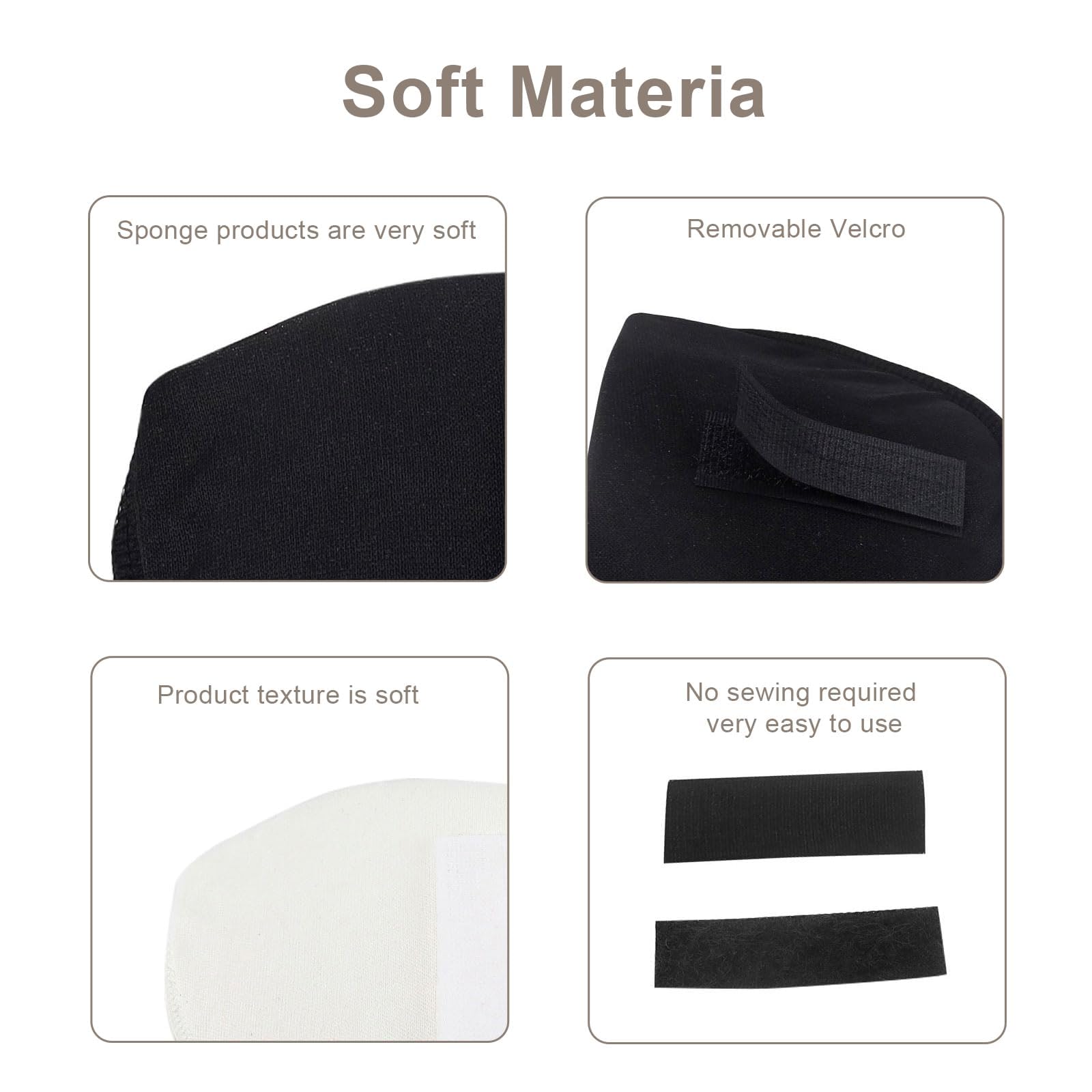 Spalline Per Giacca Donna VIDSTW 4 Pezzi Spugna , Spalline Per Vestiti Autoadesiva, Spalline Per Spalline Rimovibile, Per Blazer, Giacche Cappotti Felpe Abiti Abiti Da Sera (Nero, Bianco Spalline Imbottite