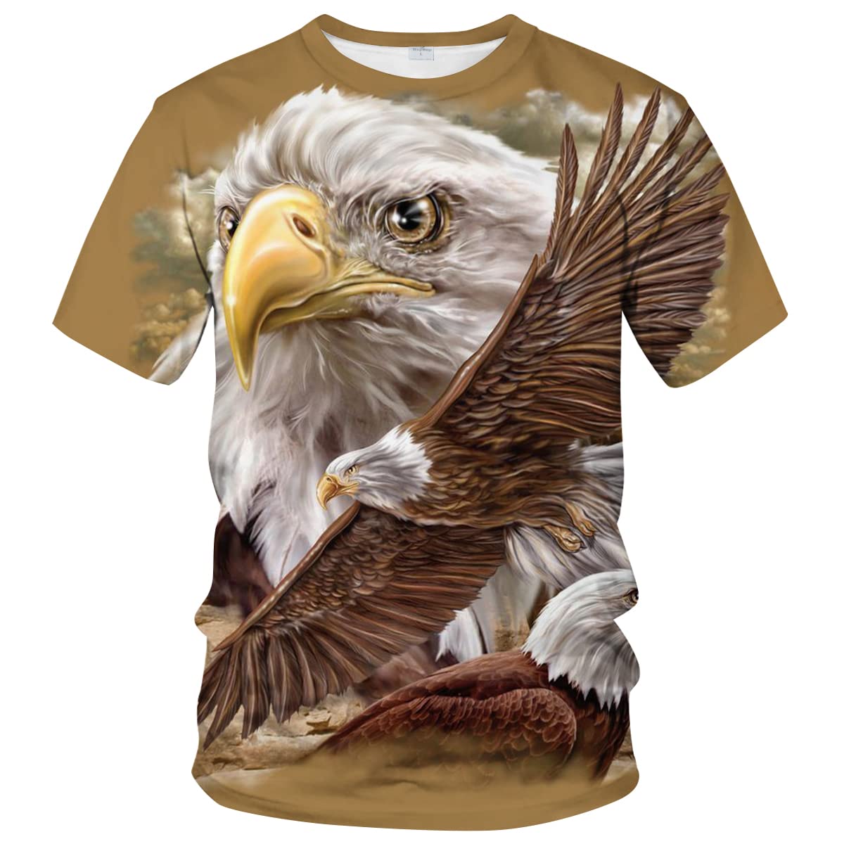 ARORALS Men's Bald Eagle T-Shirt Summer Short Sleeve Tees Tops Animal Theme Sweatshirt Realistic Graphic Shirt
