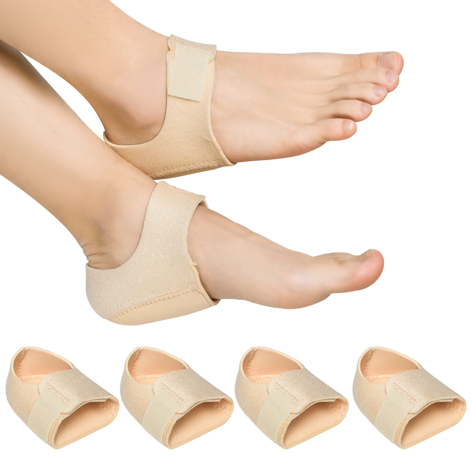 Heel Cushion, Plantar Fasciitis Socks with Arch Support, Gel Heel Cups for Heel Pain Plantar Fasciitis, Heel Pads Great forAching Feet, Bone spur,Cracked Heel Repair,Relieve Pain Fast (2Pair Beige)