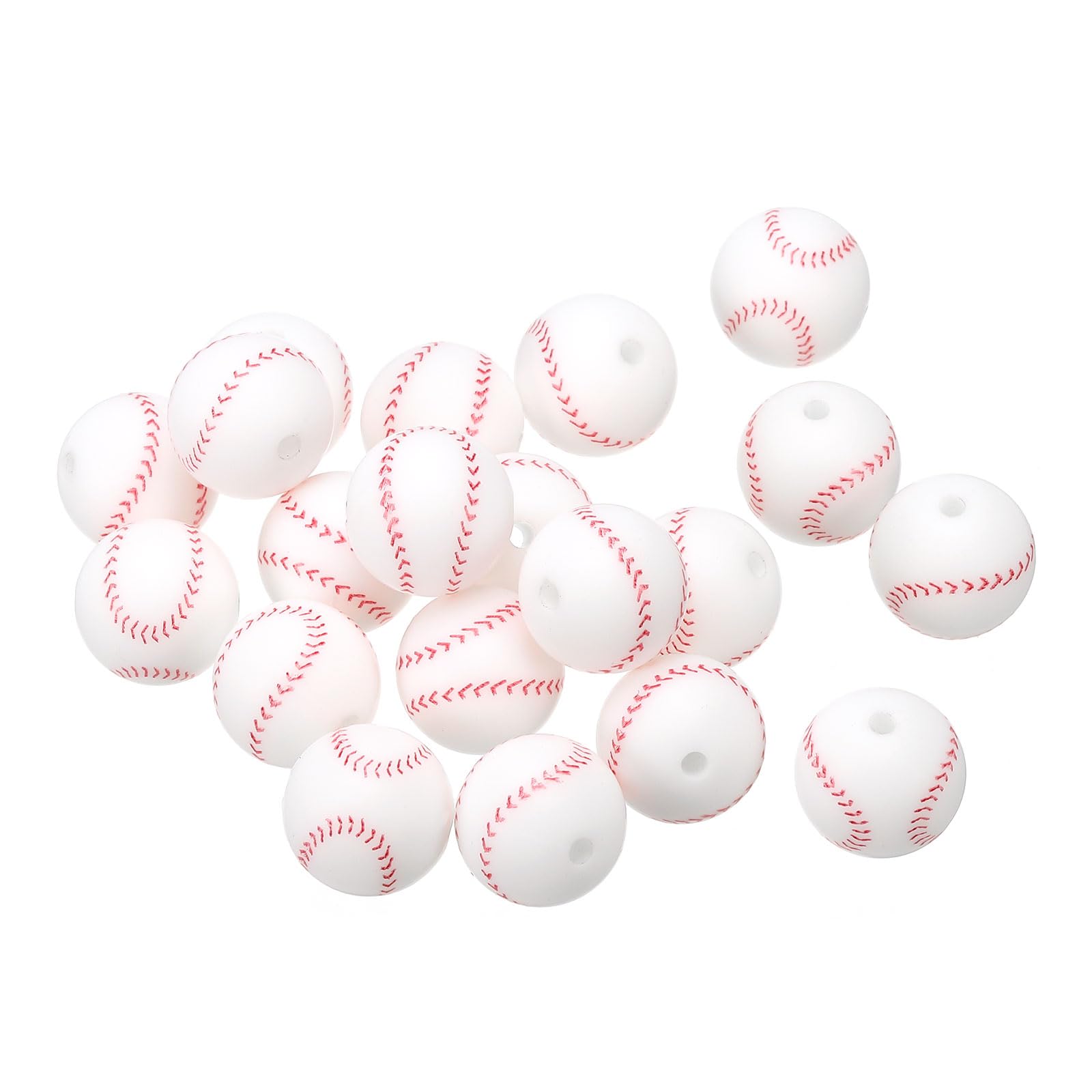 Perles silicone sport 12mm collier bracelet lanière boucle oreille blanche lot de 20