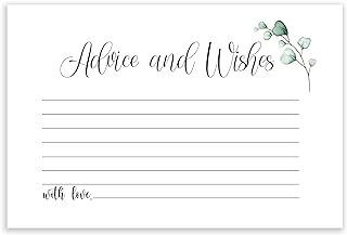 Watercolor Advice and Wishes Cards, 50 Pack, Double Sided, 4x6, Uncoated, Heavyweight Card Stock, Ideal for Weddings, Wedding Receptions, Bridal Showers, Baby Showers, other Parties and Celebrations