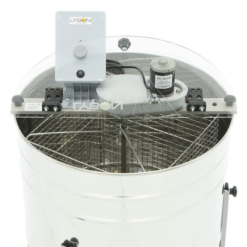 LYSON 4-Waben Honigschleuder Diagonalschleuder Ø600 mit elektrischem Antrieb Honeyextractor Tangentialschleuder für 4 Rähmchen Universal Edelstahl Imkerei Bienenzüchter Zubehör MINIMA LINE