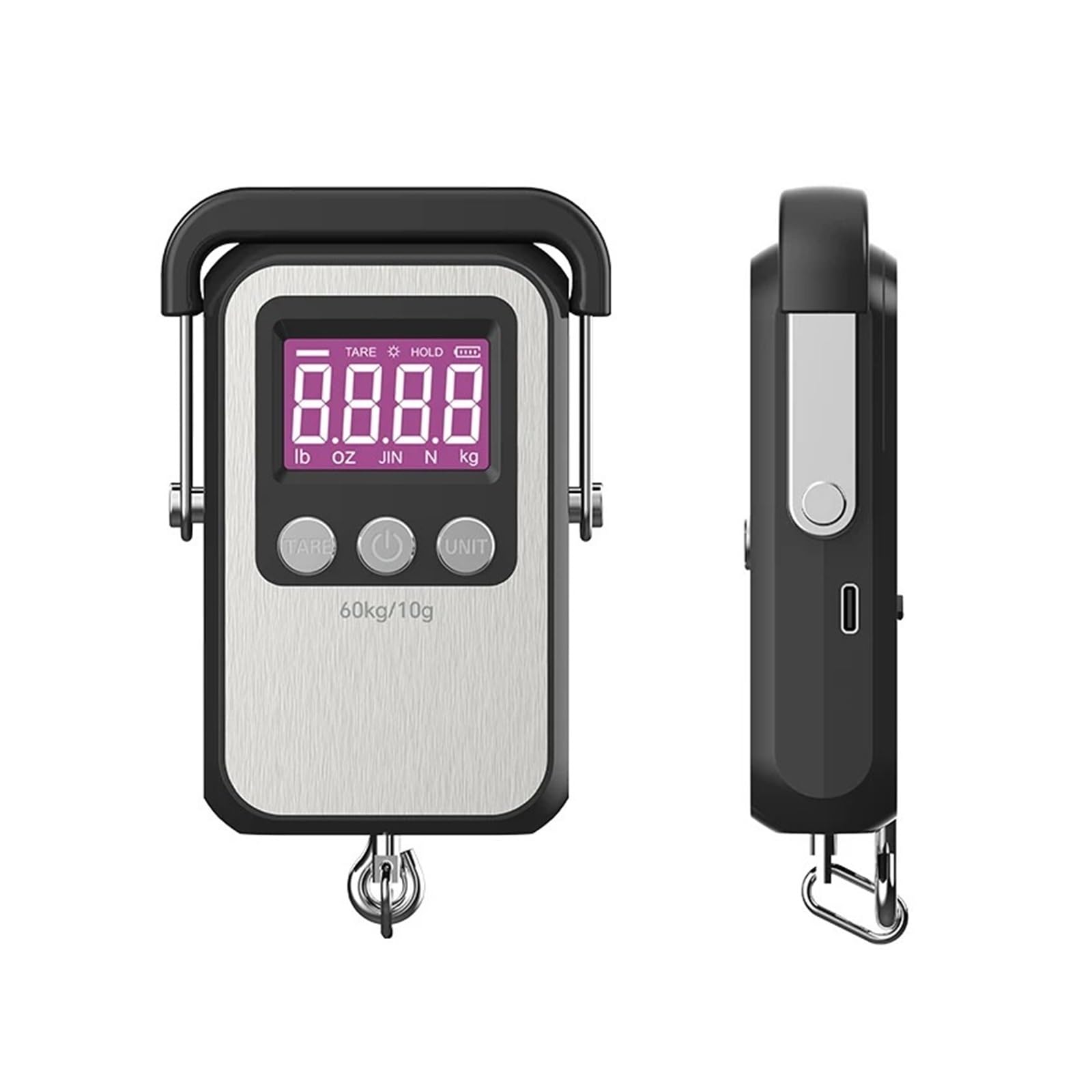 Bilancia sospesa, bilancia con gancio sospeso LCD digitale da 60 kg | Bagagli elettronici Squame di pesce Batteria/USB(WH-A35C USB)