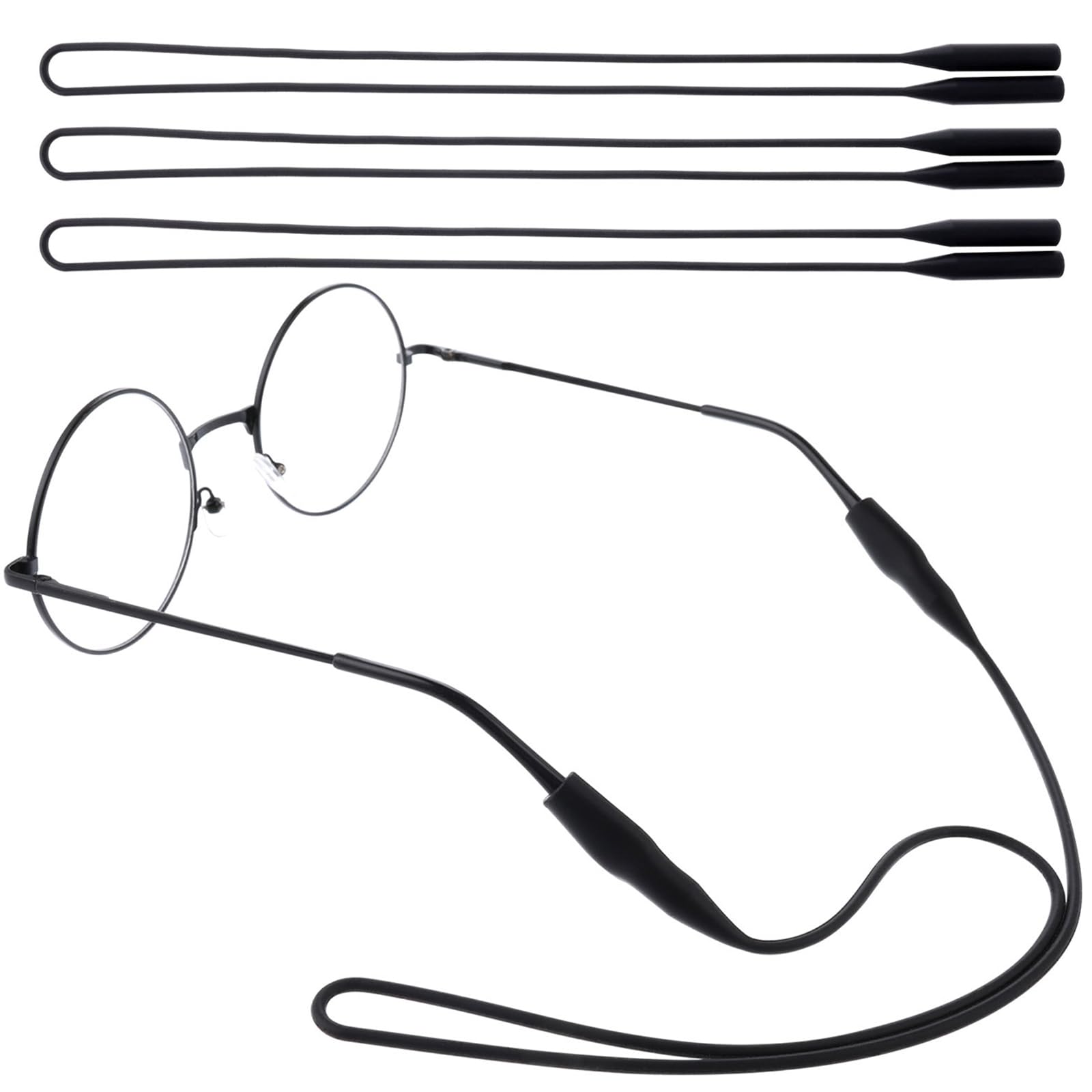 3 PCS Elastic Silicone Eyeglasses Strap, Adjustable Glasses Straps Sports Eyeglass Strap with Buckle Black Eyewear Retainer Glasses Strap Eyeglass Strap Holder for Men Women