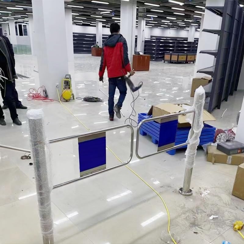 1,9 x 1 m automatyczne drzwi ze stali nierdzewnej do sklepów, bibliotek, magazynów, magazynów itp. Ręczny system wprowadzania z mechanizmem sprężynowym