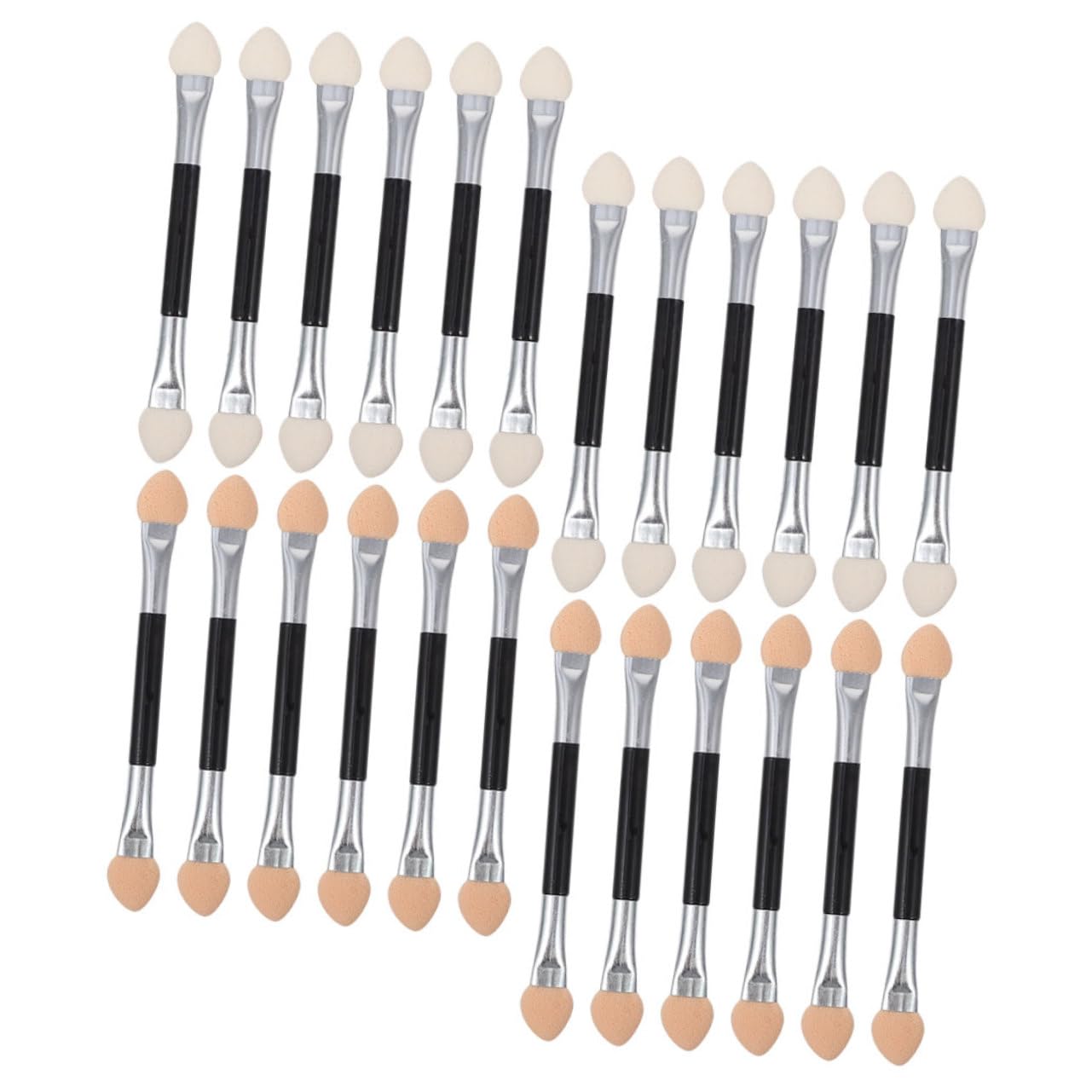 Baluue 24pcs Double-head Eyeshadow Applicators Brush Set for Women Safe Makeup Tools Portable Versatile for Home or Salon Random Color