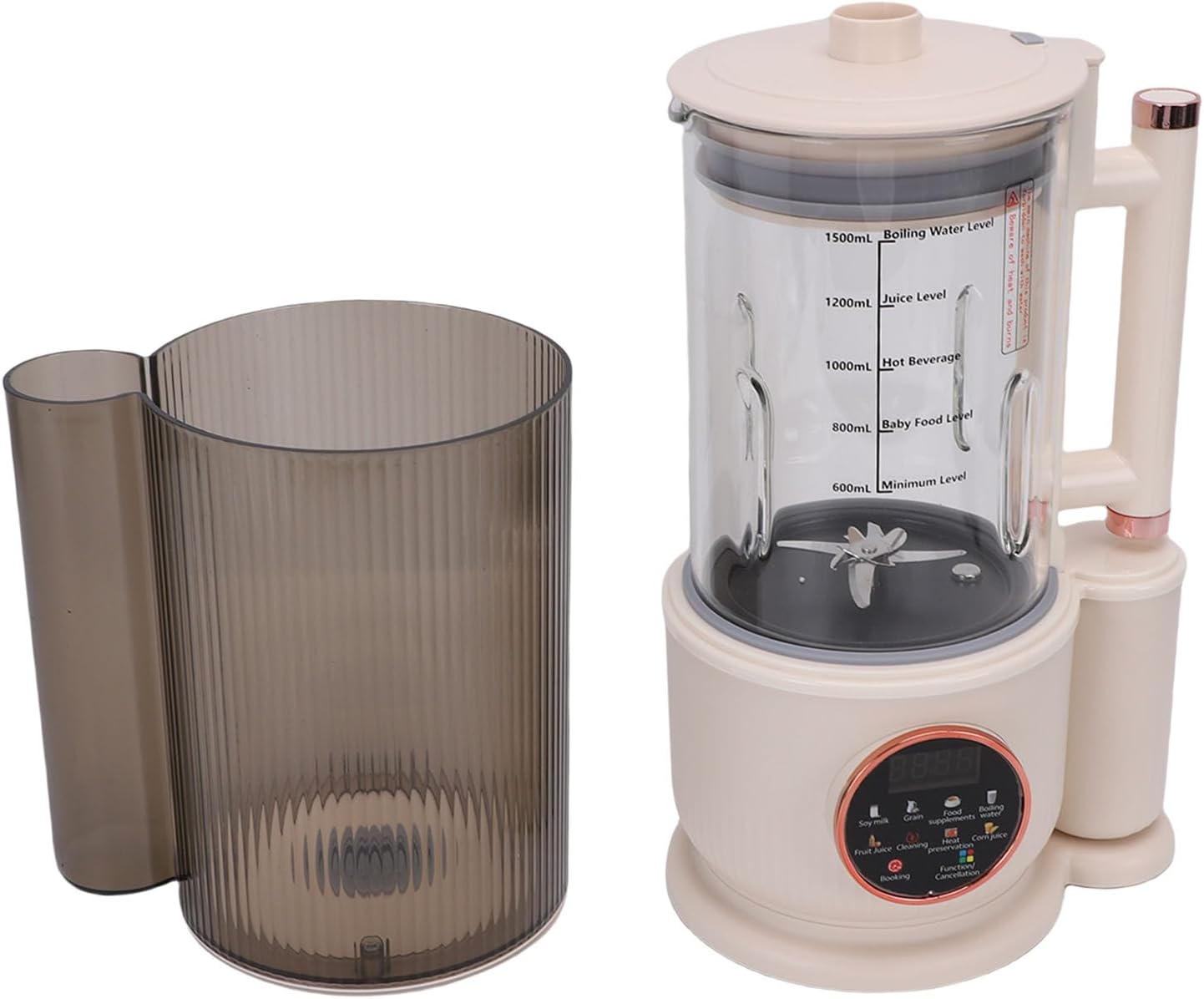 AUNMAS Food Blender, Electric Juicer Blender with Heat Preservation for Smoothie Soy Milk Hot Soup, 1500ML 48dB Beige 8 Preset Programs