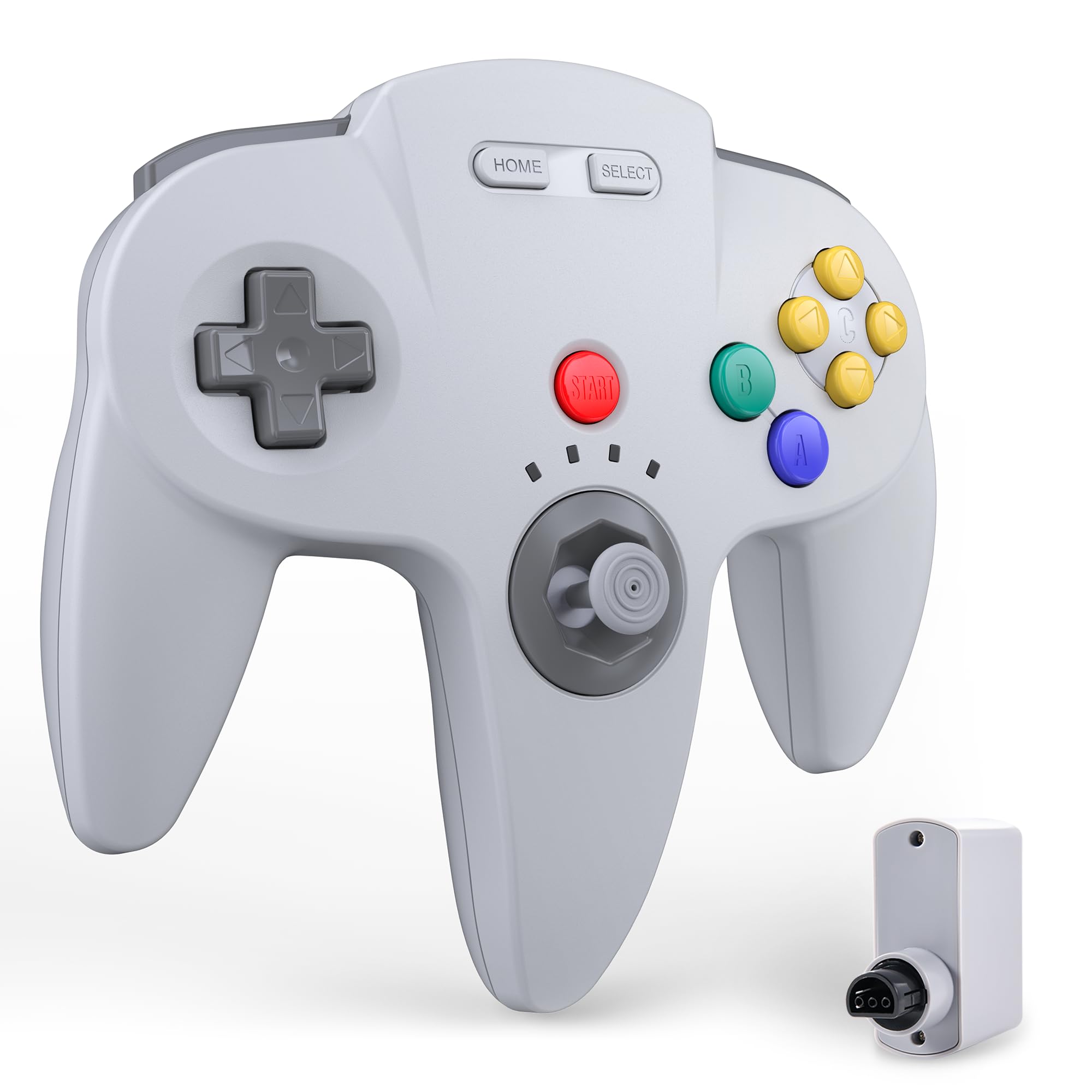 miadore Controller wireless N64 Pro per console N64, Plug & Play, ricevitore N64, batteria da 500 mAh, funzione rumble, chiavetta analogica 3D, Gaming Joystick compatibile con la console N64(grigio)