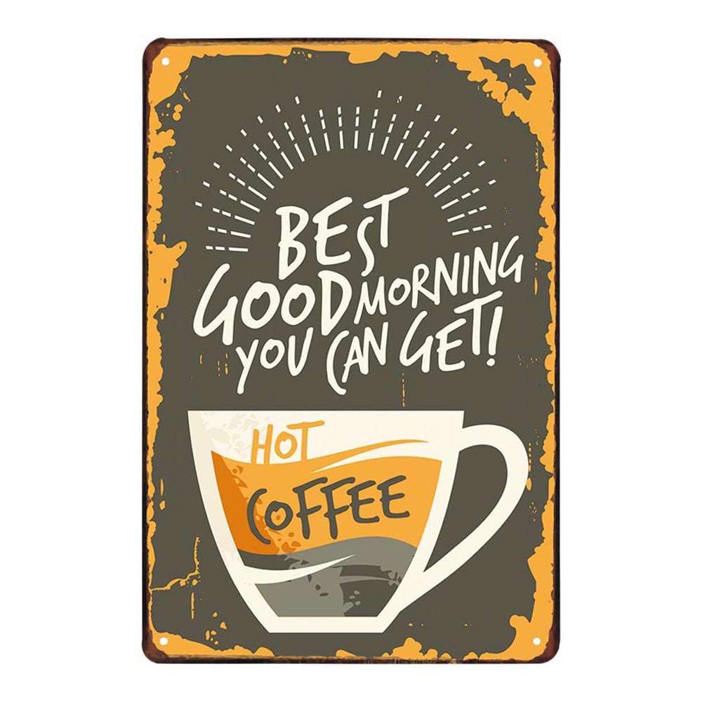 Funny Coffee Quote - Metal Tin Sign Retro Vintage Plaque Set of 4