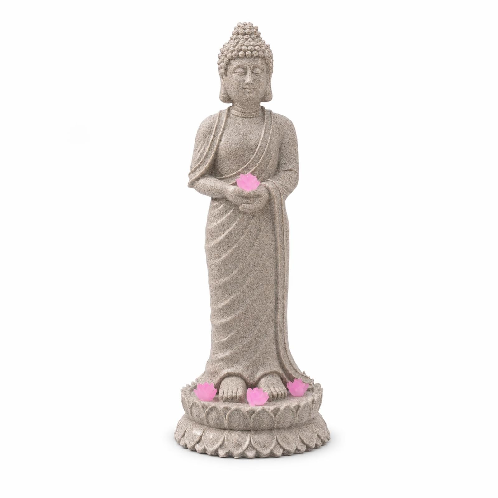 Statua Buddha in Resina Lampada Solare Figura Ornamentale Scultura da Giardino Resina Resistente Agli Agenti Atmosferici con Luce Tenue Adatta Aiuola, style to 2