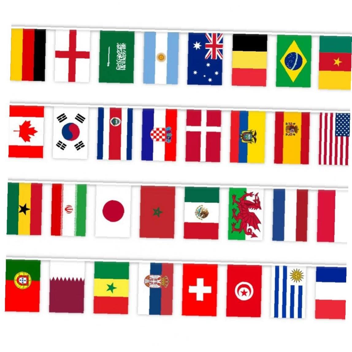Danlai As Shown Qatar 10Meters 32Pcs String Flag Country Bunting National Flags Banner Football Event Garlands