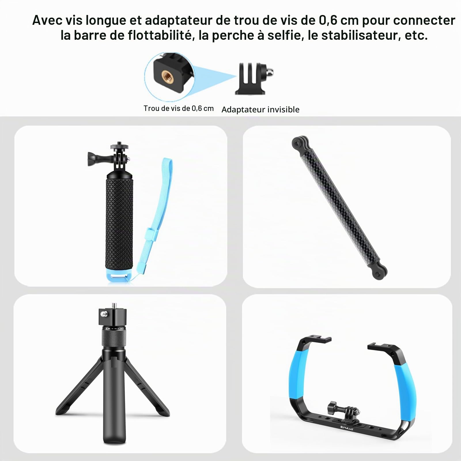 PULUZ Étui de plongée étanche 60 m pour Insta360 X5, coque de protection invisible sous l'eau pour Insta360 X5 Accessoires pour appareil photo photo à 360 degrés