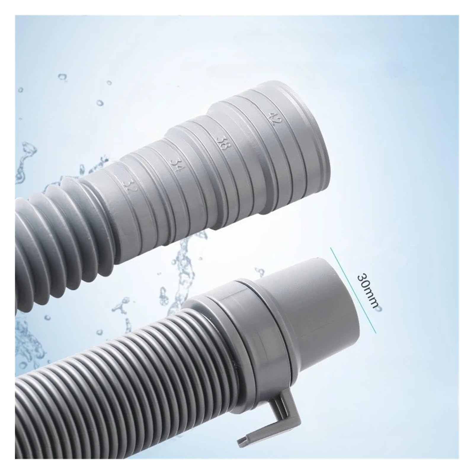 Tubo Di Scarico Universale For Lavatrice, Tubo Di Scarico Prolunga For Lavatrici Automatiche/Semi-Automatiche, Ondulato A Prova Di Perdite(2m-1pc)