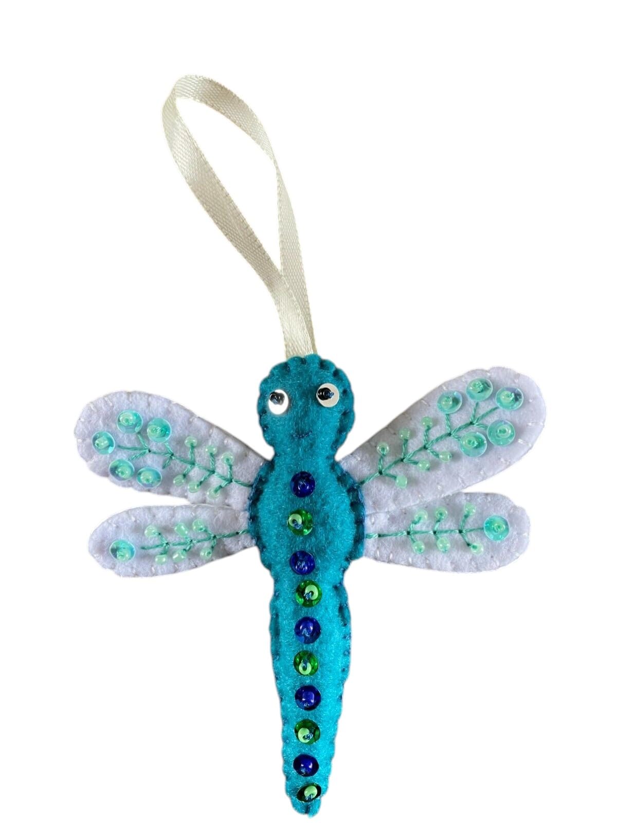 Handmade felt Easter decorations hanging ornaments bunny, chicken, egg (dragonfly) — image 1