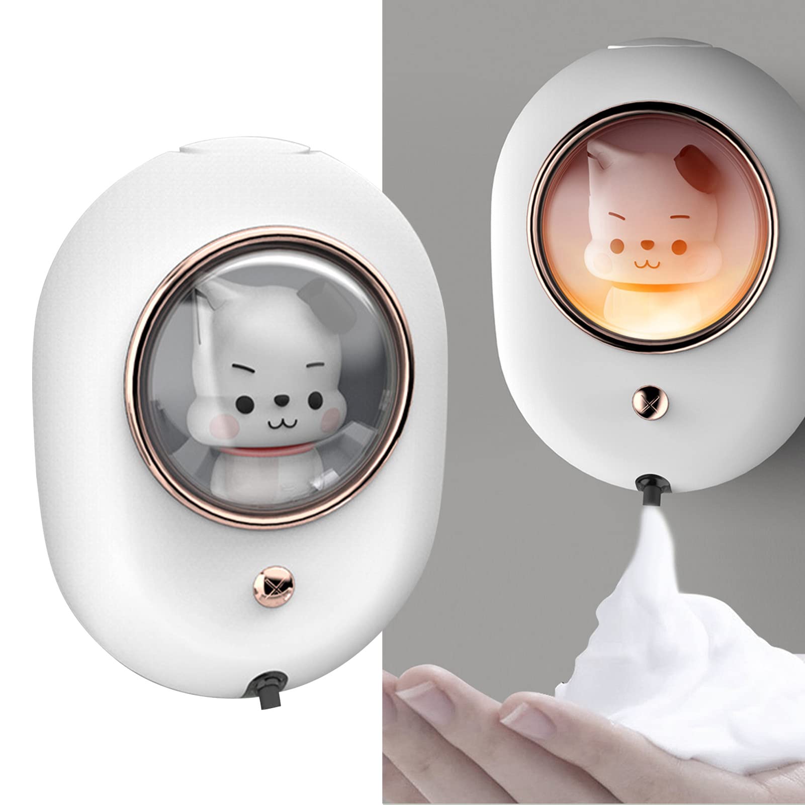 Fafeicy Dispenser di Sapone a Parete, Design a Capsula Spaziale, Dispenser Automatico di Schiuma, Ricaricabile, Impermeabile, per e Bagno