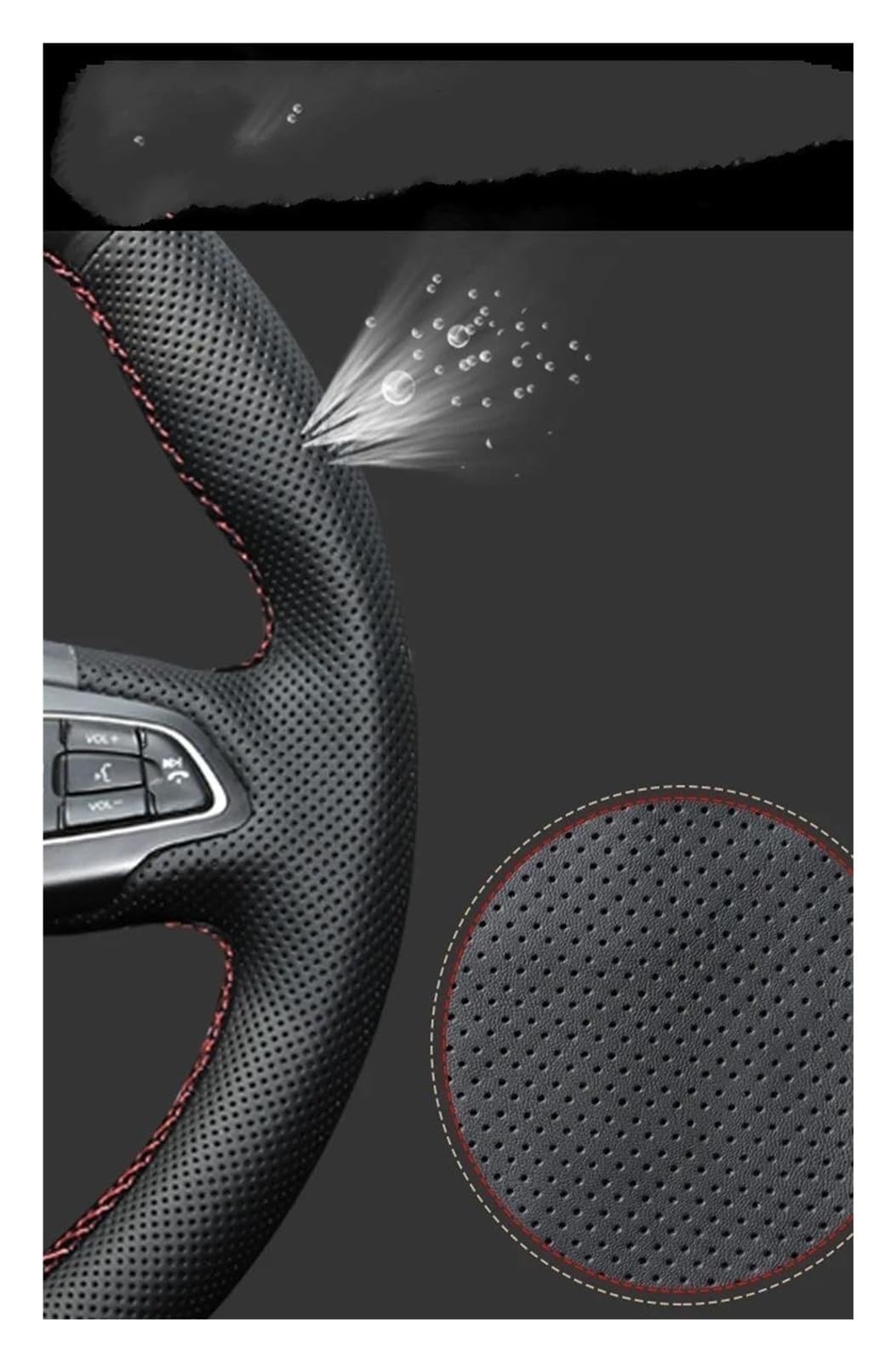 Cubierta Volante Coche Para Volvo Para XC90 Para XC60 Para XC40 Para V90 Para S90 Cuero Negro Protege Interior Funda Volante Coche Cosida A Mano(B)